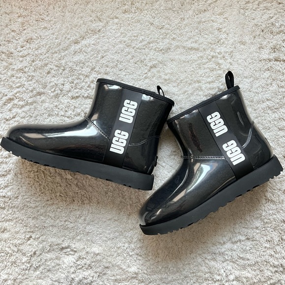 UGG Shoes New Ugg Classic Black Clear Rubber Mini Rain Boots Size 9